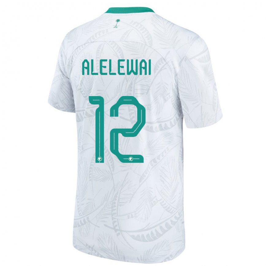 Hombre Camiseta Arabia Saudita Abdulaziz Alelewai #12 Blanco 1ª Equipación 22-24 Perú