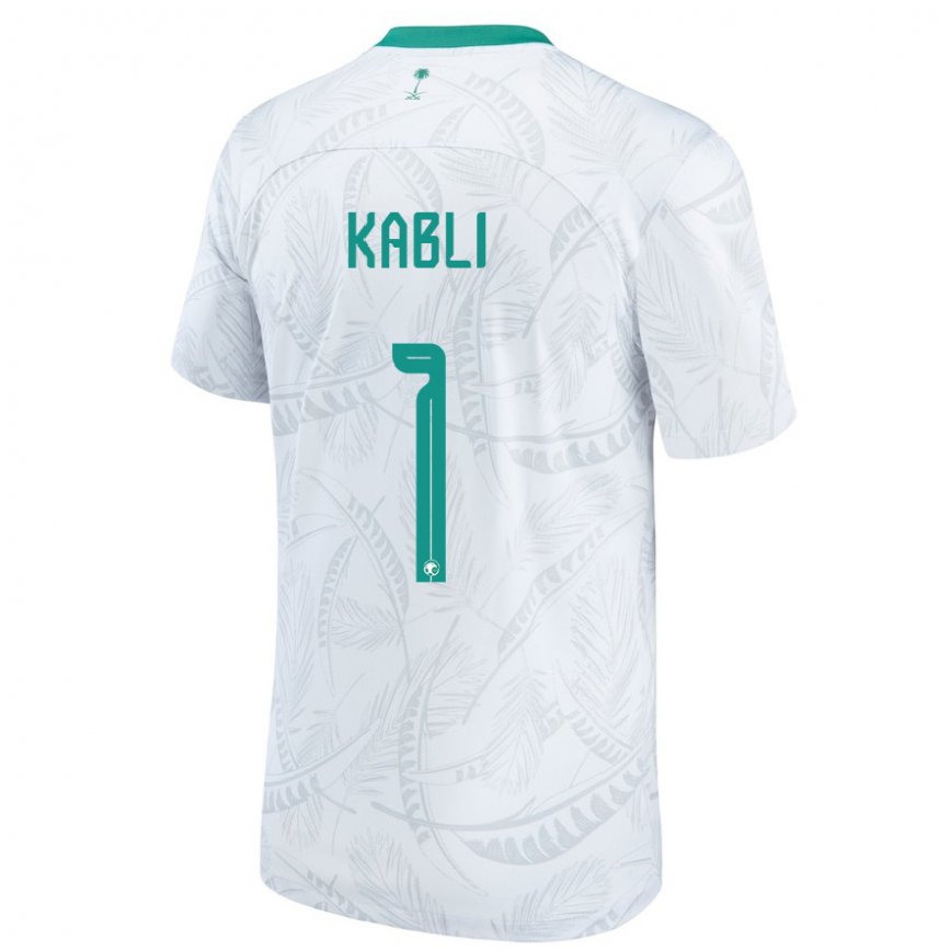 Hombre Camiseta Arabia Saudita Bader Kabli #1 Blanco 1ª Equipación 22-24 Perú