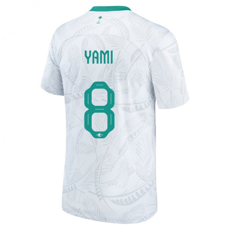 Hombre Camiseta Arabia Saudita Riyadh Yami #8 Blanco 1ª Equipación 22-24 Perú