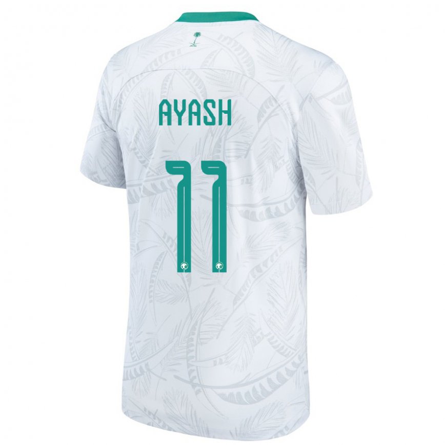 Hombre Camiseta Arabia Saudita Ziyad Ayash #11 Blanco 1ª Equipación 22-24 Perú