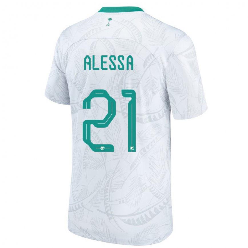 Hombre Camiseta Arabia Saudita Mohammed Alessa #21 Blanco 1ª Equipación 22-24 Perú