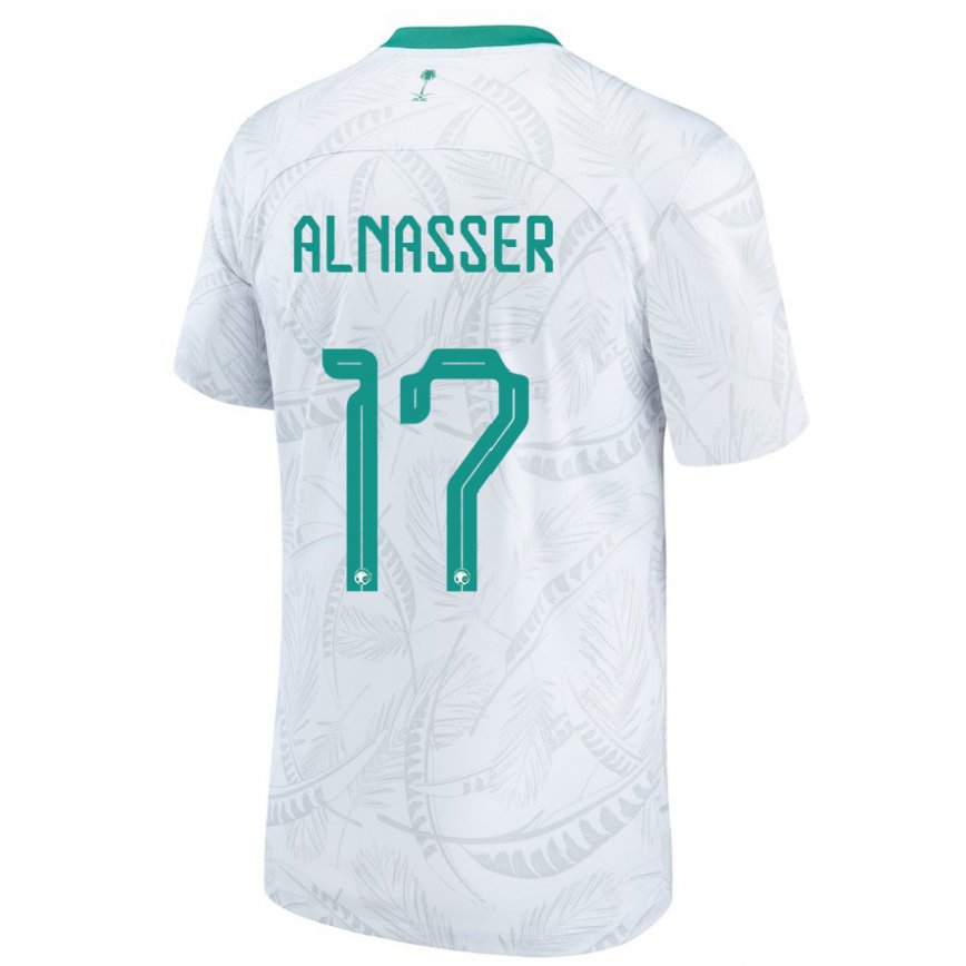 Hombre Camiseta Arabia Saudita Saad Alnasser #17 Blanco 1ª Equipación 22-24 Perú