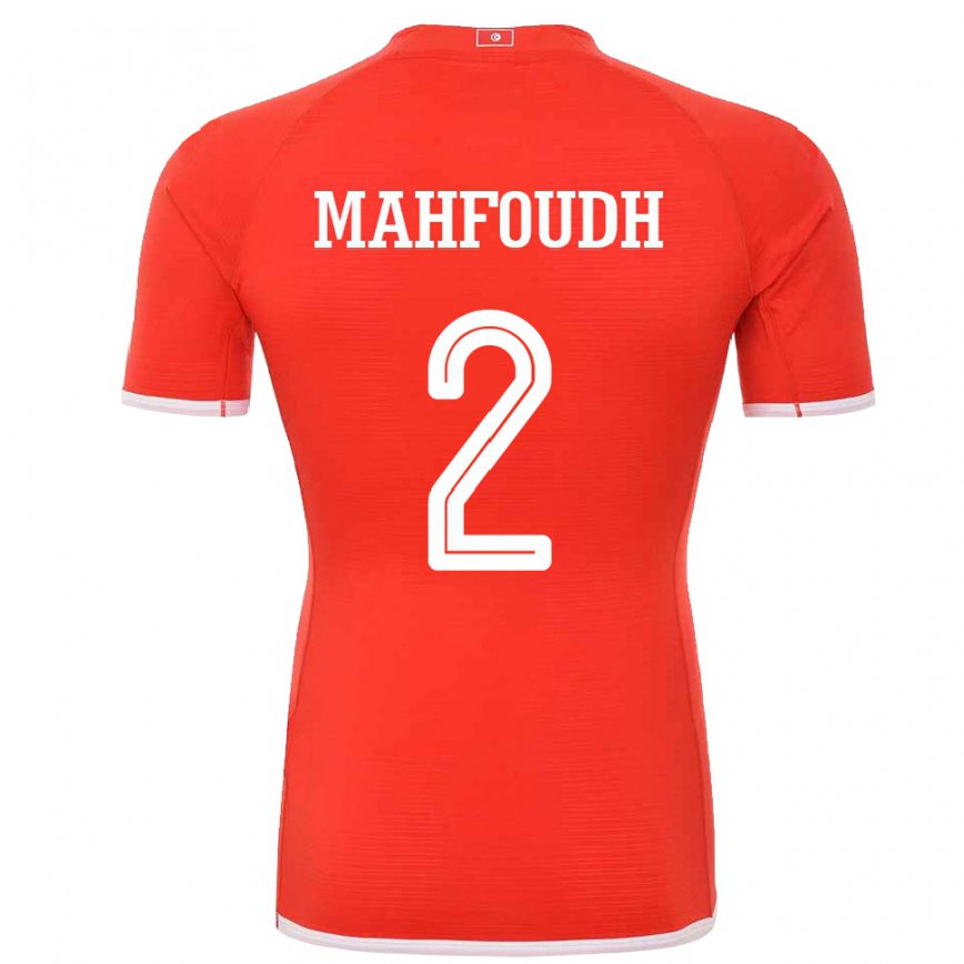 Hombre Camiseta Túnez Dhikra Mahfoudh #2 Rojo 1ª Equipación 22-24 Perú