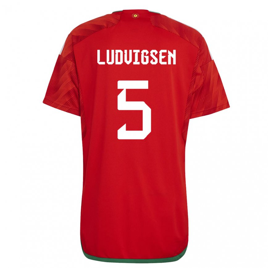 Hombre Camiseta Gales Kai Ludvigsen #5 Rojo 1ª Equipación 22-24 Perú