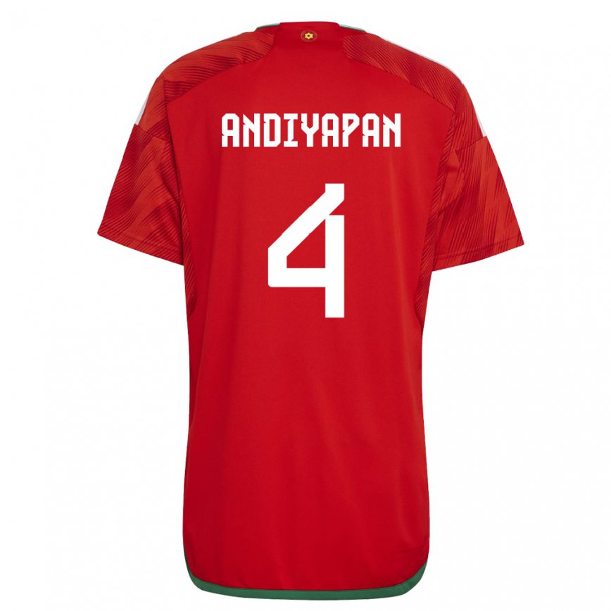 Hombre Camiseta Gales William Andiyapan #4 Rojo 1ª Equipación 22-24 Perú