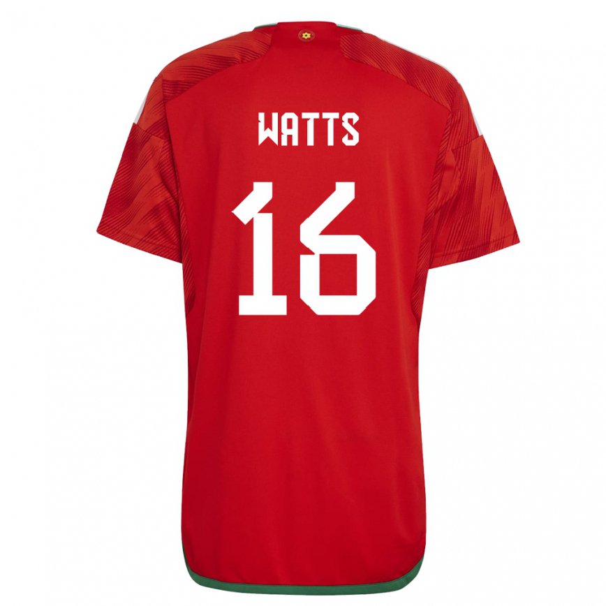 Hombre Camiseta Gales Daniel Watts #16 Rojo 1ª Equipación 22-24 Perú