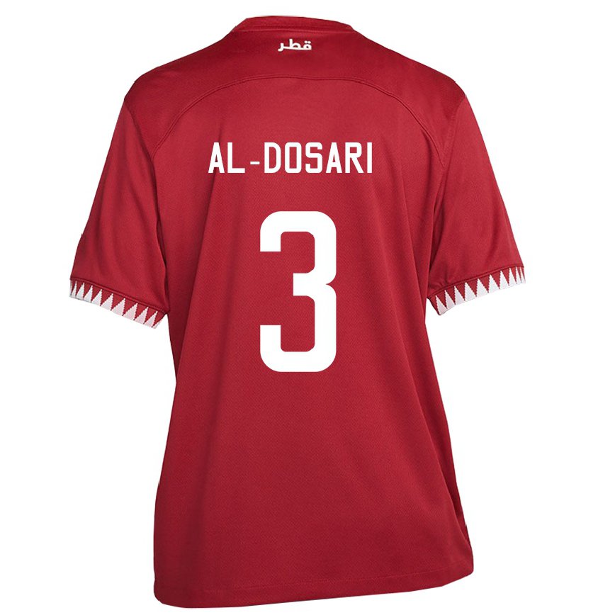 Hombre Camiseta Catar Dana Al Dosari #3 Granate 1ª Equipación 22-24 Perú