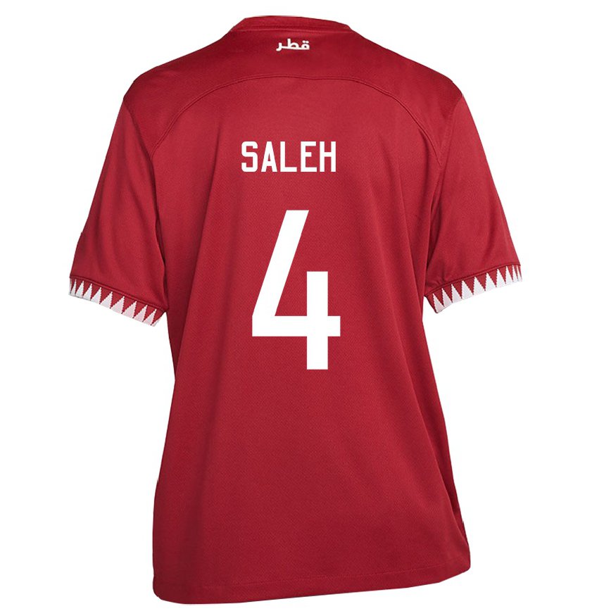 Hombre Camiseta Catar Hagar Saleh #4 Granate 1ª Equipación 22-24 Perú