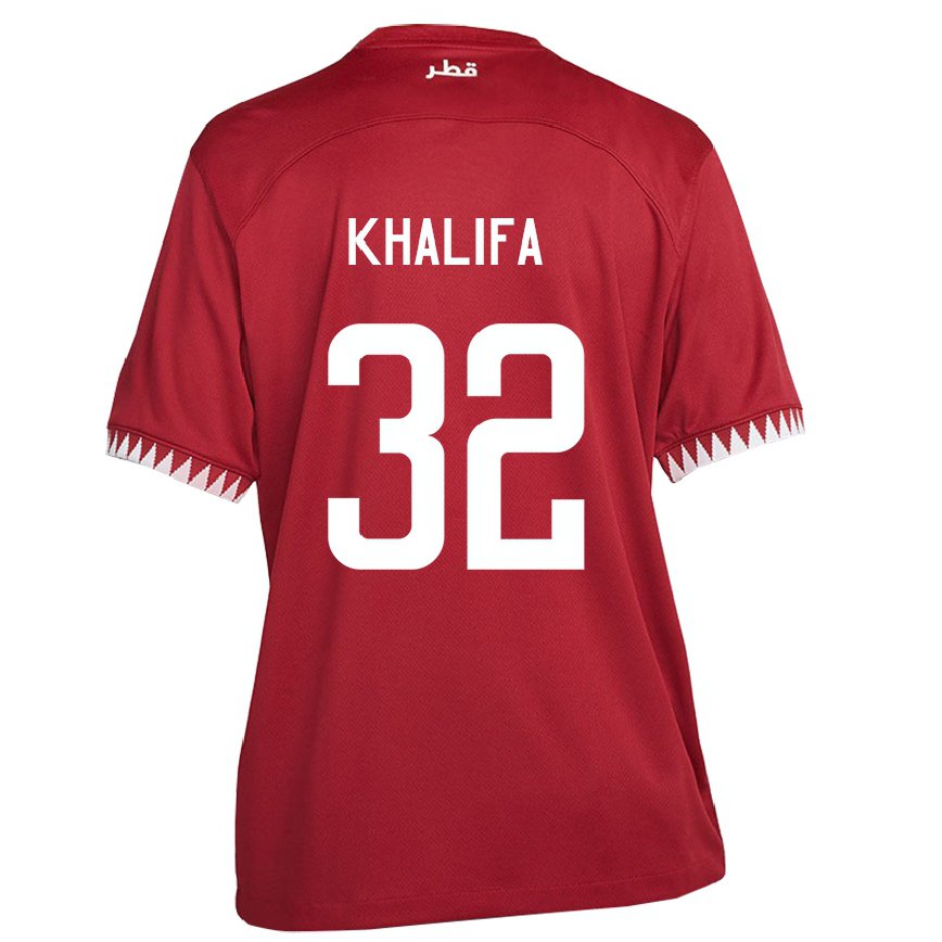 Hombre Camiseta Catar Duana Khalifa #32 Granate 1ª Equipación 22-24 Perú