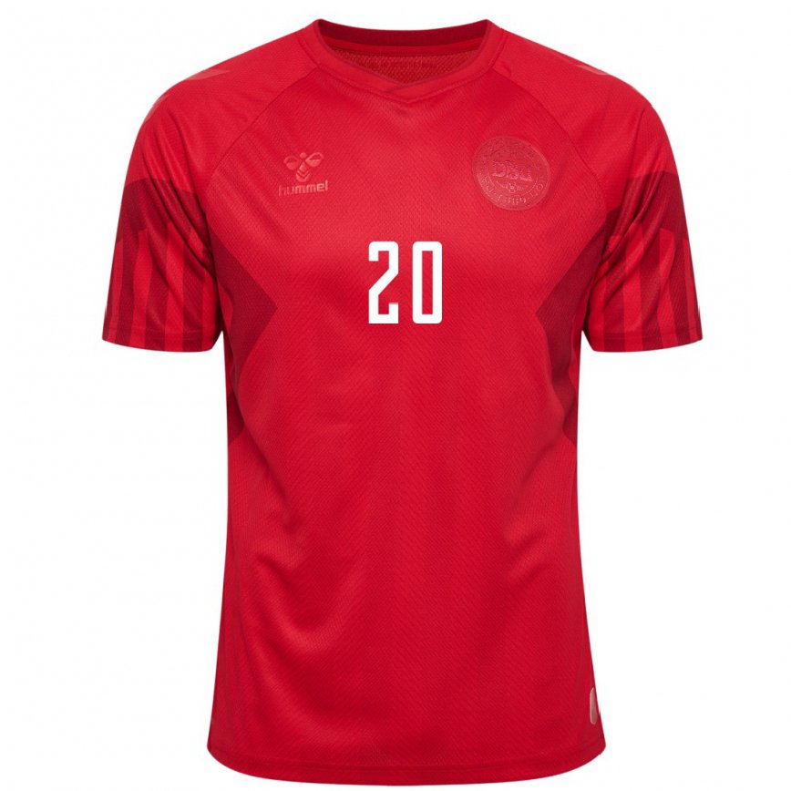 Hombre Camiseta Dinamarca Gustav Christensen #20 Rojo 1ª Equipación 22-24 Perú