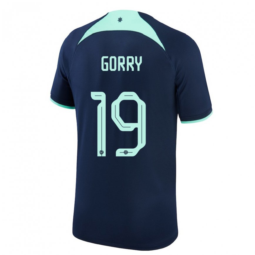 Hombre Camiseta Australia Katrina Gorry #19 Azul Oscuro 2ª Equipación 22-24 Perú