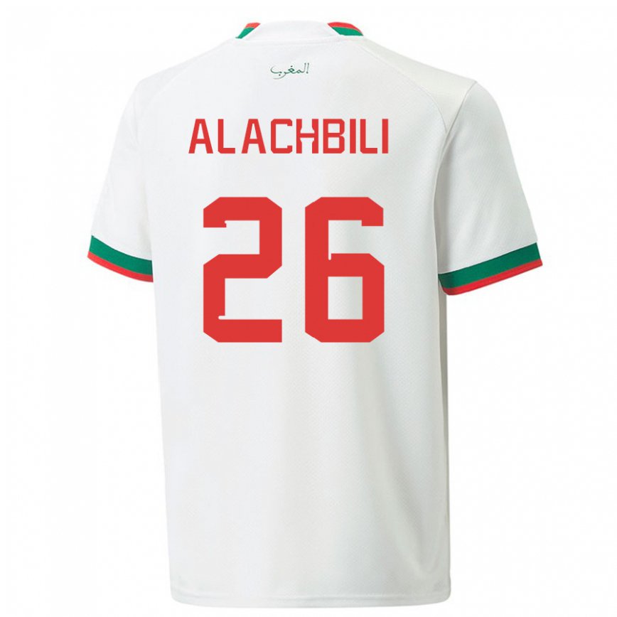 Hombre Camiseta Marruecos Taha Alachbili #26 Blanco 2ª Equipación 22-24 Perú