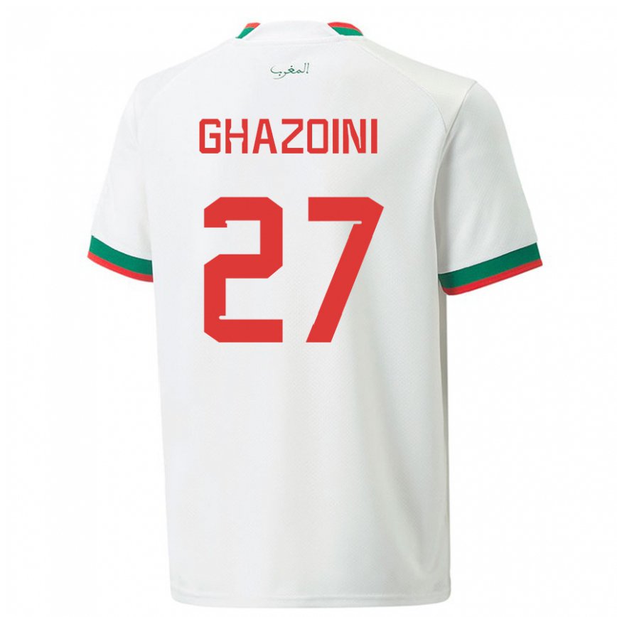 Hombre Camiseta Marruecos Amine Ghazoini #27 Blanco 2ª Equipación 22-24 Perú