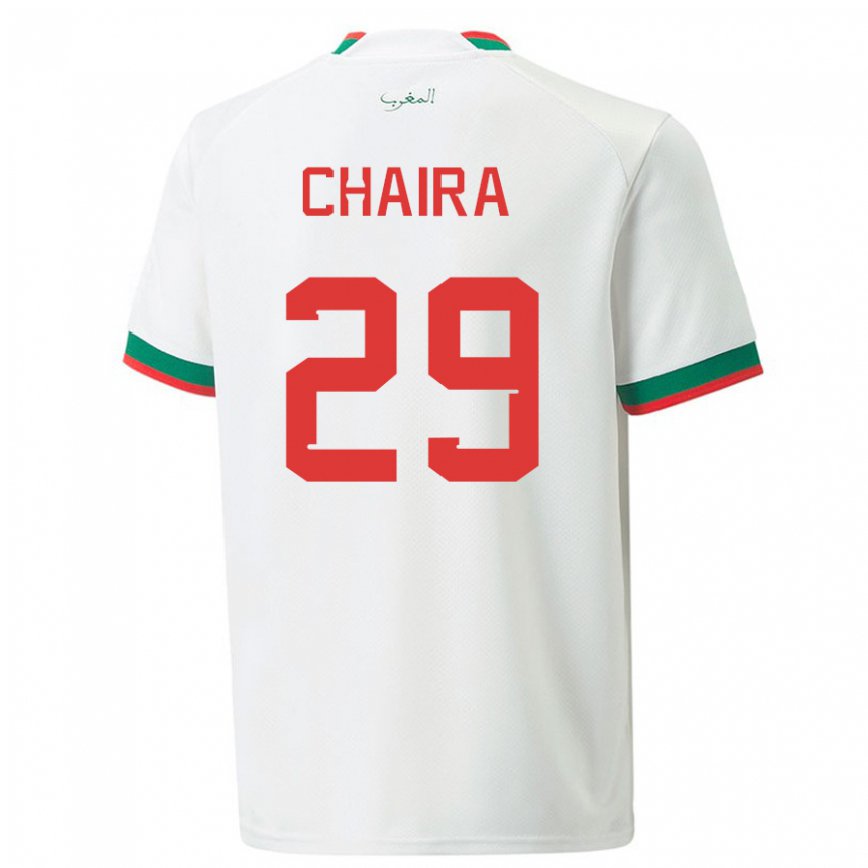 Hombre Camiseta Marruecos Ilyas Chaira #29 Blanco 2ª Equipación 22-24 Perú