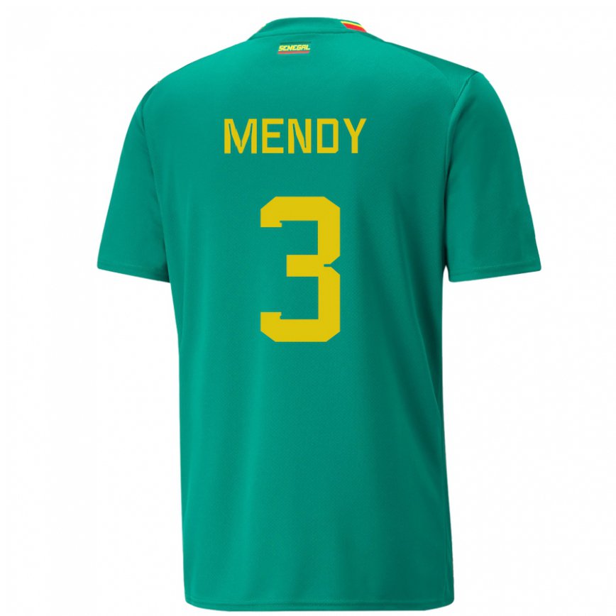 Hombre Camiseta Senegal Formose Mendy #3 Verde 2ª Equipación 22-24 Perú