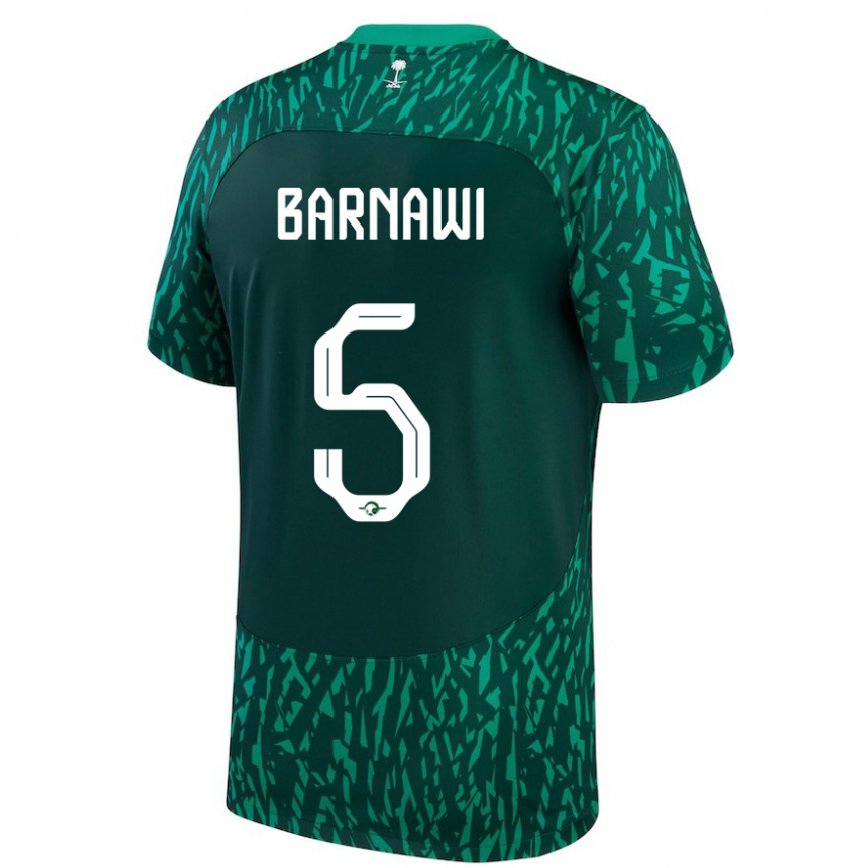 Hombre Camiseta Arabia Saudita Abdulsalam Barnawi #5 Verde Oscuro 2ª Equipación 22-24 Perú