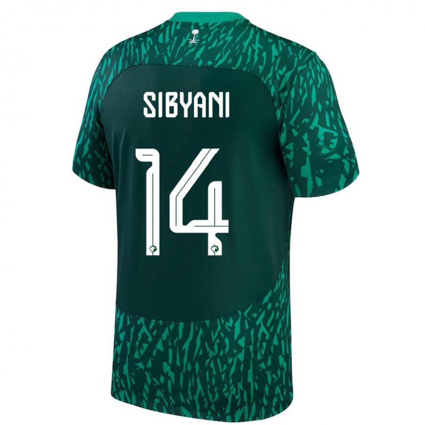 Hombre Camiseta Arabia Saudita Meshal Sibyani #14 Verde Oscuro 2ª Equipación 22-24 Perú