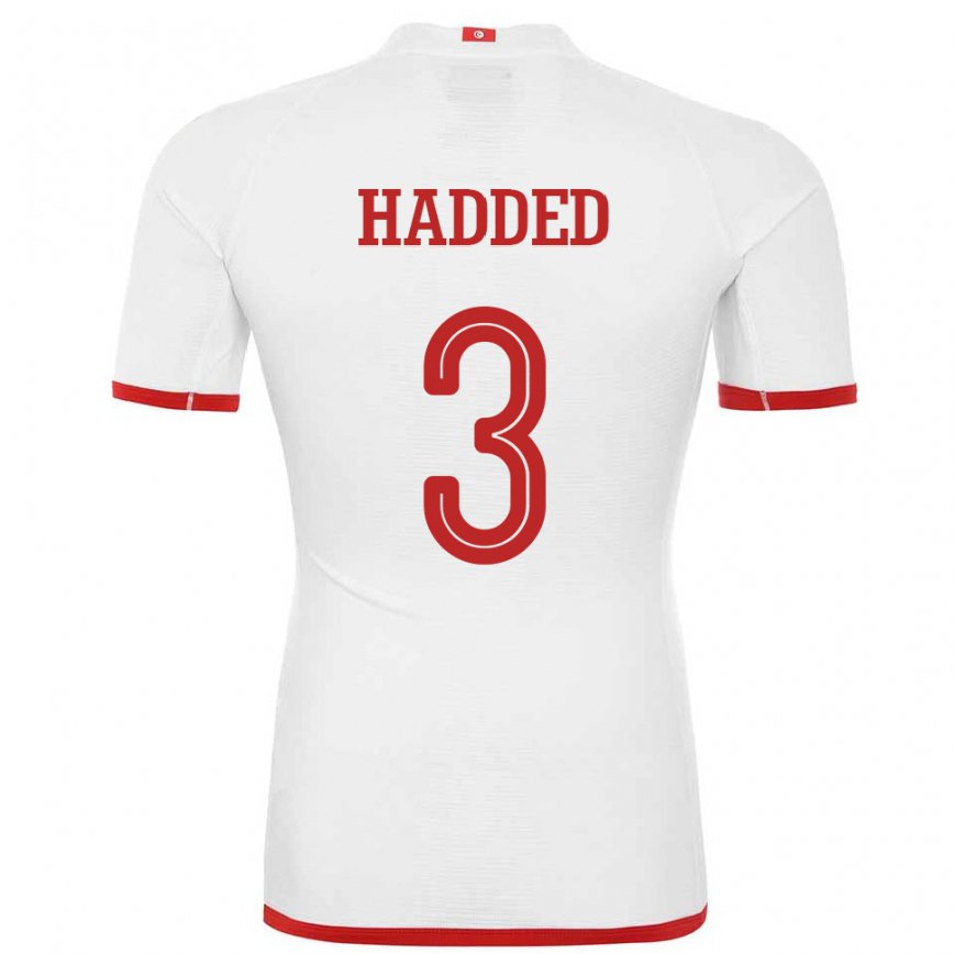 Hombre Camiseta Túnez Rayen Hadded #3 Blanco 2ª Equipación 22-24 Perú