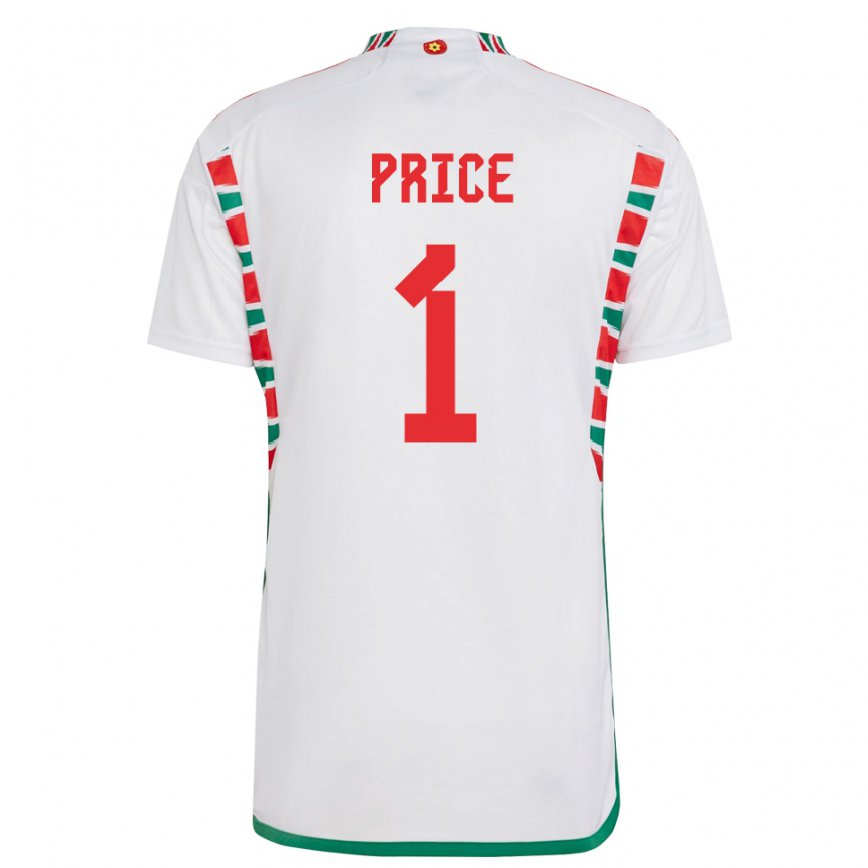 Hombre Camiseta Gales Jo Price #1 Blanco 2ª Equipación 22-24 Perú