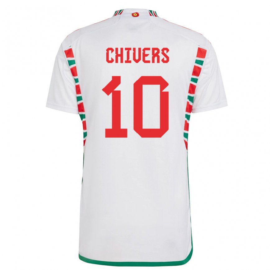 Hombre Camiseta Gales Chloe Chivers #10 Blanco 2ª Equipación 22-24 Perú