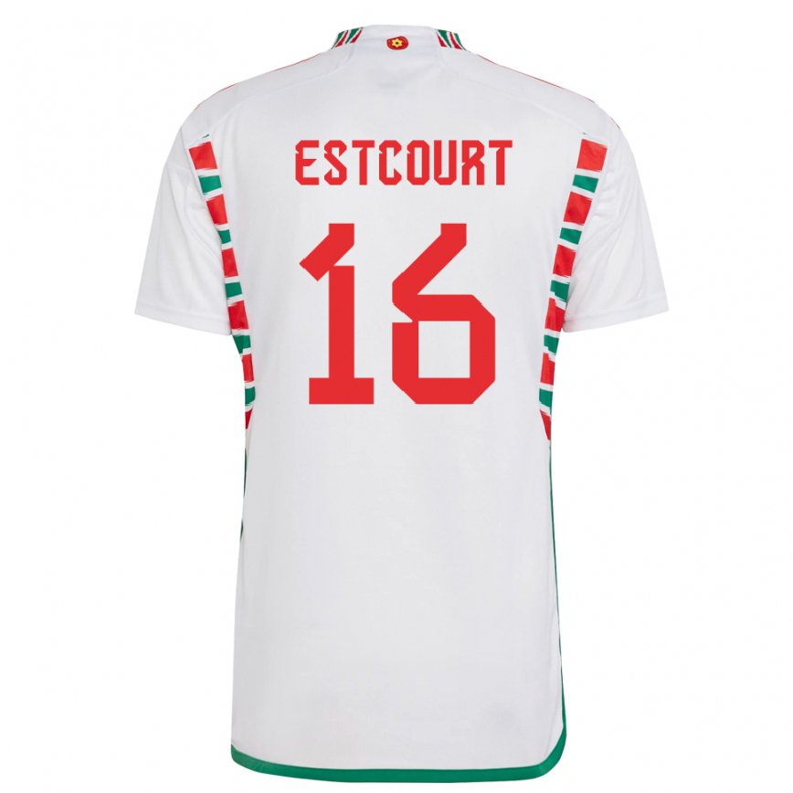 Hombre Camiseta Gales Charlotte Estcourt #16 Blanco 2ª Equipación 22-24 Perú