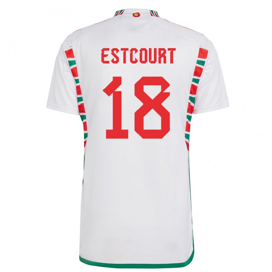 Hombre Camiseta Gales Charlie Estcourt #18 Blanco 2ª Equipación 22-24 Perú