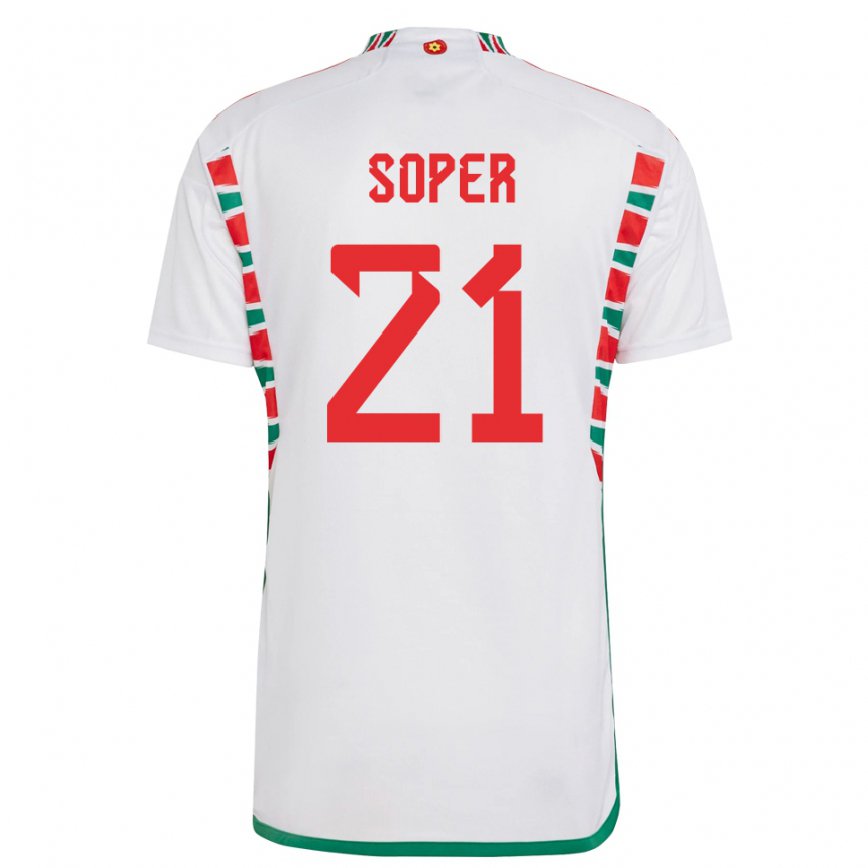 Hombre Camiseta Gales Poppy Soper #21 Blanco 2ª Equipación 22-24 Perú