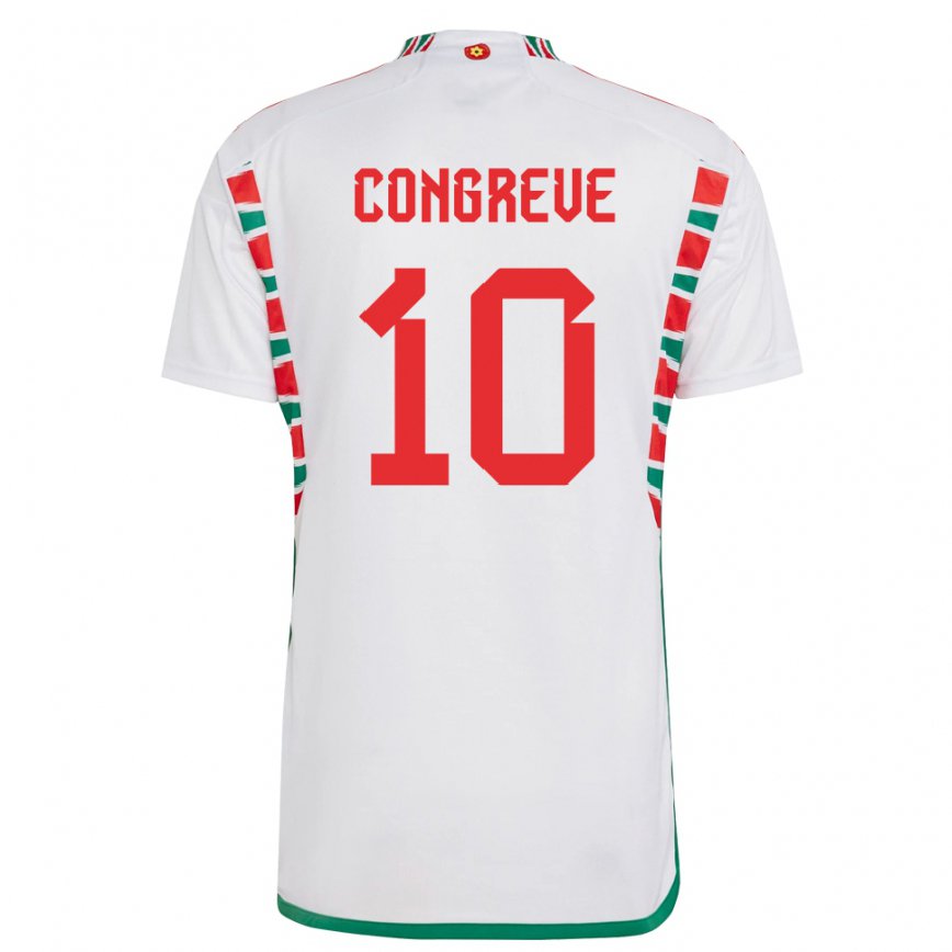 Hombre Camiseta Gales Cameron Congreve #10 Blanco 2ª Equipación 22-24 Perú