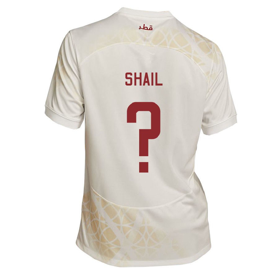 Hombre Camiseta Catar Ahmad Shail #0 Beis Dorado 2ª Equipación 22-24 Perú