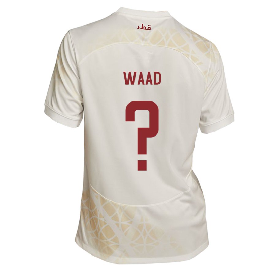 Hombre Camiseta Catar Mohammad Waad #0 Beis Dorado 2ª Equipación 22-24 Perú