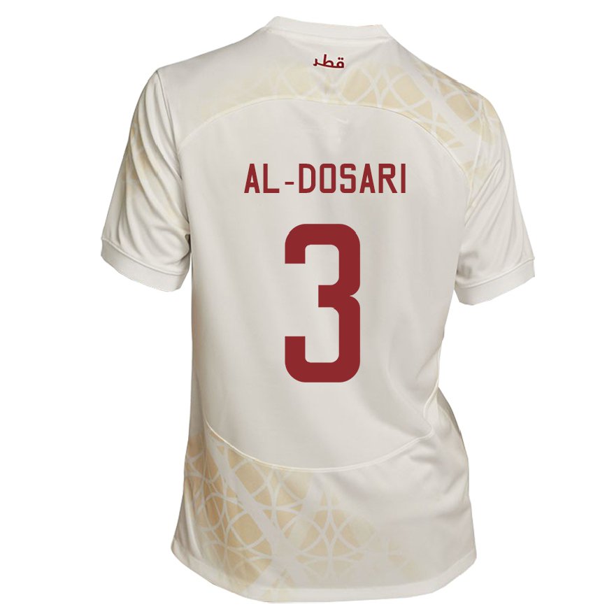 Hombre Camiseta Catar Dana Al Dosari #3 Beis Dorado 2ª Equipación 22-24 Perú