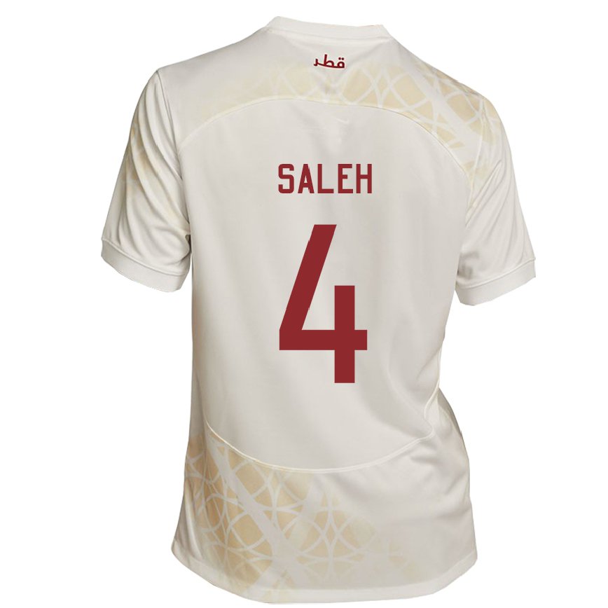 Hombre Camiseta Catar Hagar Saleh #4 Beis Dorado 2ª Equipación 22-24 Perú