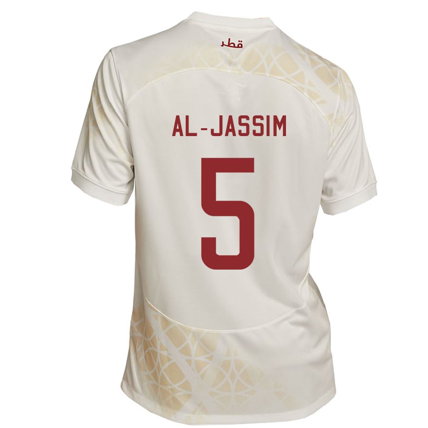 Hombre Camiseta Catar Dana Al Jassim #5 Beis Dorado 2ª Equipación 22-24 Perú