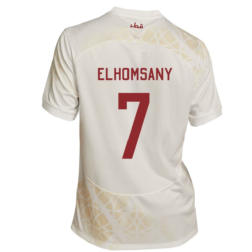 Hombre Camiseta Catar Yasmeen Elhomsany #7 Beis Dorado 2ª Equipación 22-24 Perú