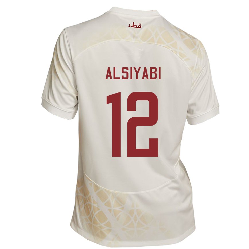 Hombre Camiseta Catar Shaima Alsiyabi #12 Beis Dorado 2ª Equipación 22-24 Perú