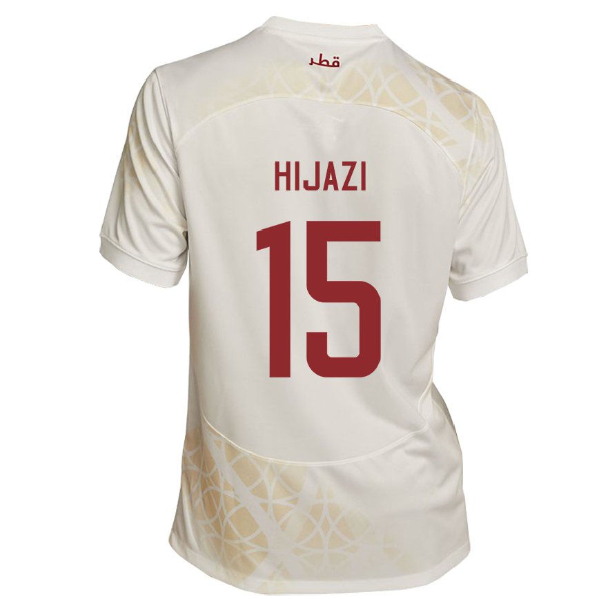 Hombre Camiseta Catar Asalet Hijazi #15 Beis Dorado 2ª Equipación 22-24 Perú