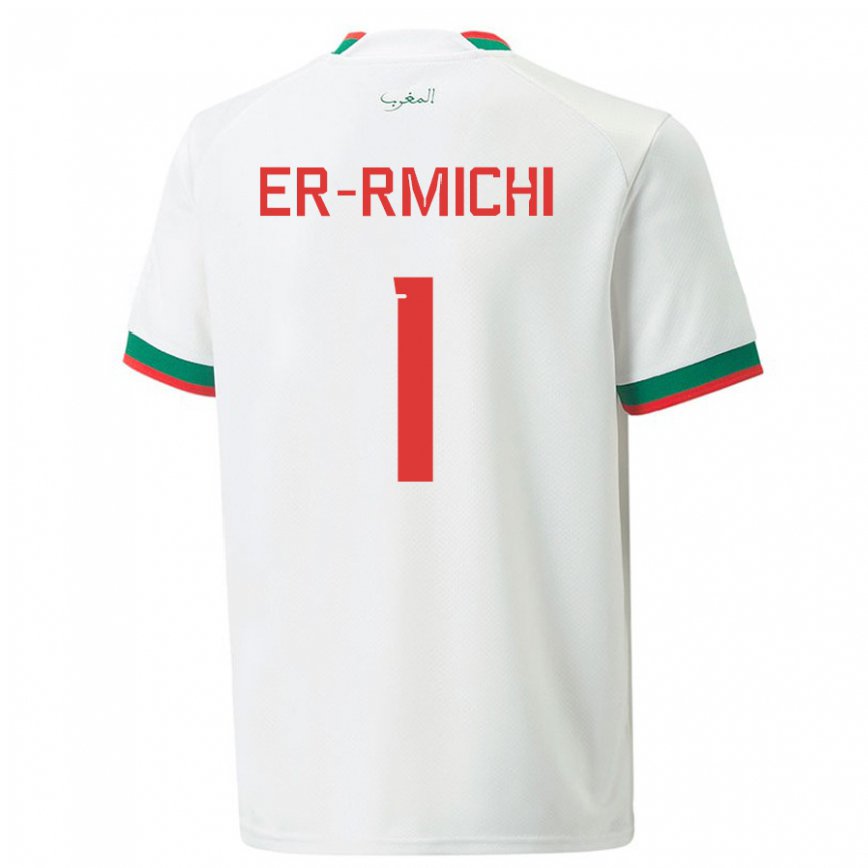 Hombre Camiseta Marruecos Khadija Er Rmichi #1 Blanco 2ª Equipación 22-24 Perú