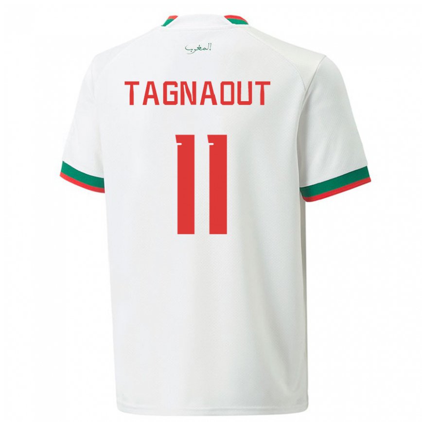 Hombre Camiseta Marruecos Fatima Tagnaout #11 Blanco 2ª Equipación 22-24 Perú