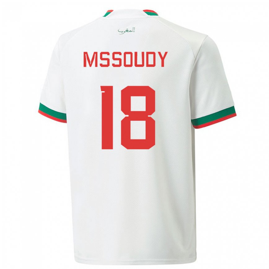 Hombre Camiseta Marruecos Sanaa Mssoudy #18 Blanco 2ª Equipación 22-24 Perú