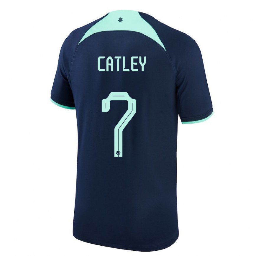 Mujer Camiseta Australia Stephanie Catley #7 Azul Oscuro 2ª Equipación 22-24 Perú