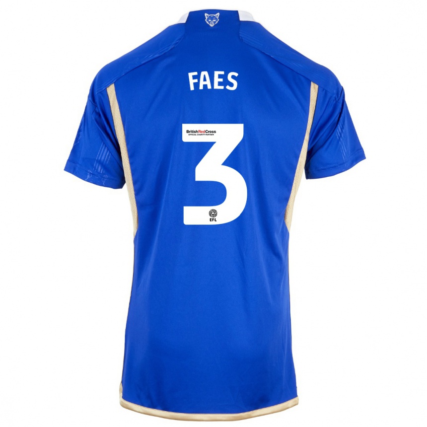 Niño Fútbol Camiseta Wout Faes #3 Azul 1ª Equipación 2023/24 Perú