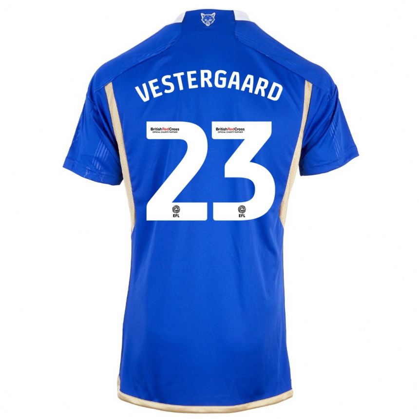 Niño Fútbol Camiseta Jannik Vestergaard #23 Azul 1ª Equipación 2023/24 Perú