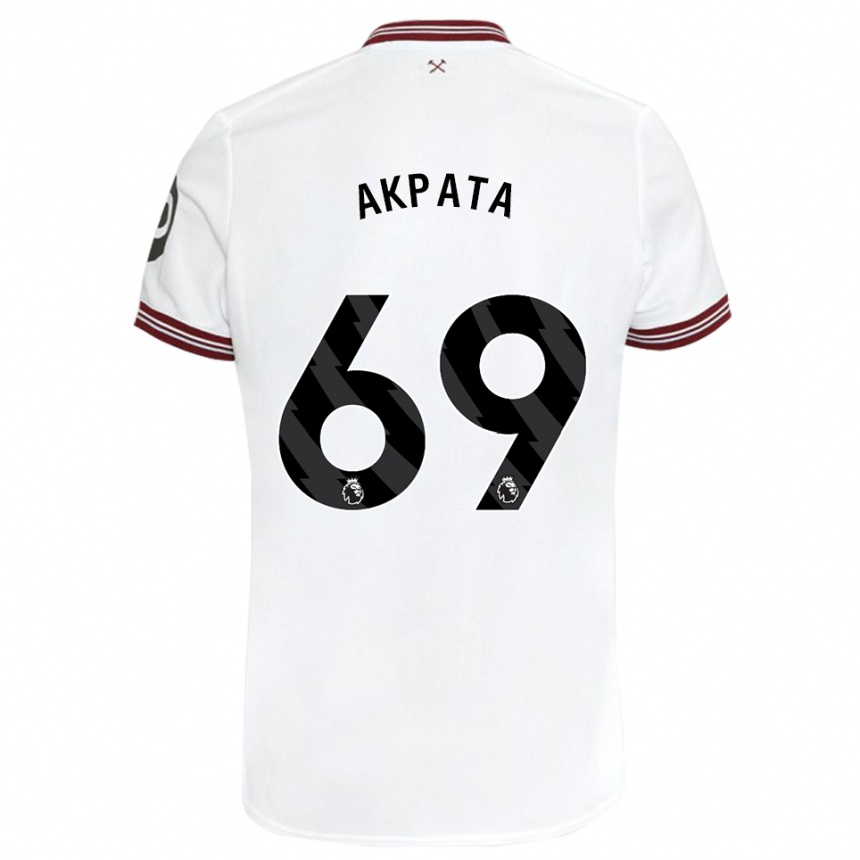 Niño Fútbol Camiseta Tyron Akpata #69 Blanco 2ª Equipación 2023/24 Perú