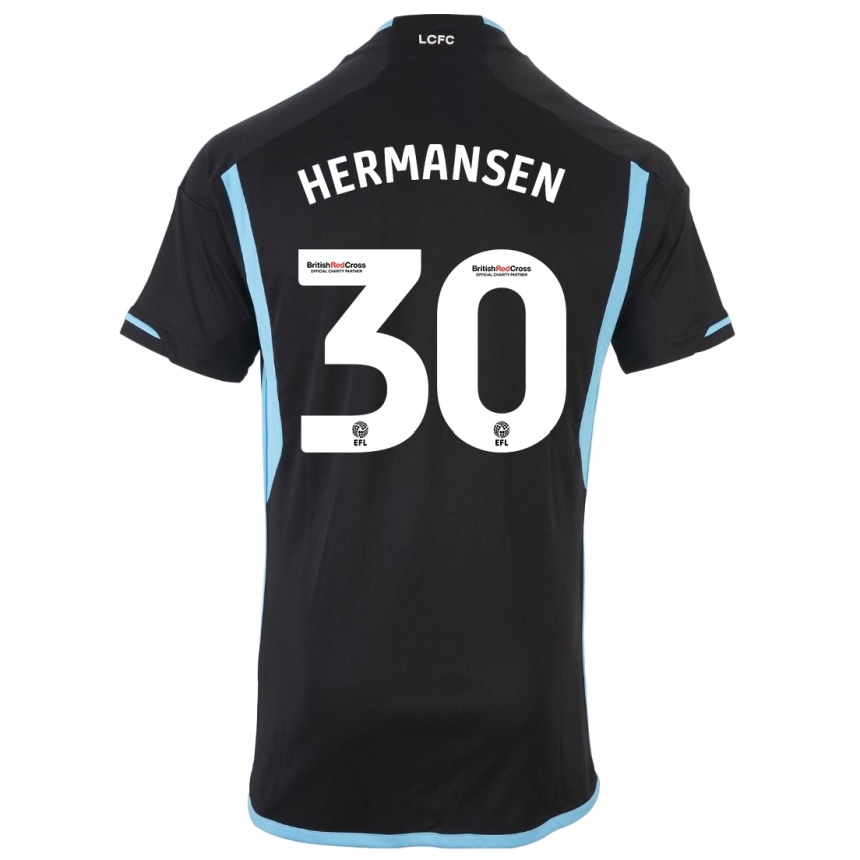 Niño Fútbol Camiseta Mads Hermansen #30 Negro 2ª Equipación 2023/24 Perú