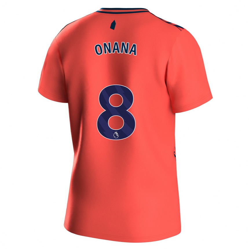 Niño Fútbol Camiseta Amadou Onana #8 Coralino 2ª Equipación 2023/24 Perú