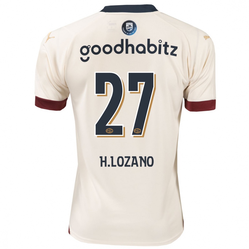 Niño Fútbol Camiseta Hirving Lozano #27 Blanquecino 2ª Equipación 2023/24 Perú