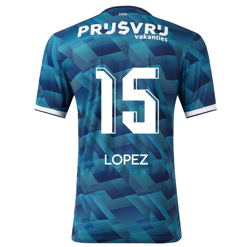 Niño Fútbol Camiseta Marcos López #15 Azul 2ª Equipación 2023/24 Perú