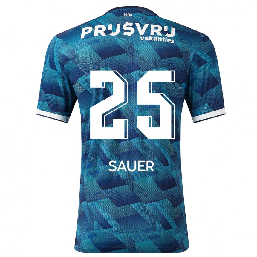 Niño Fútbol Camiseta Leo Sauer #25 Azul 2ª Equipación 2023/24 Perú