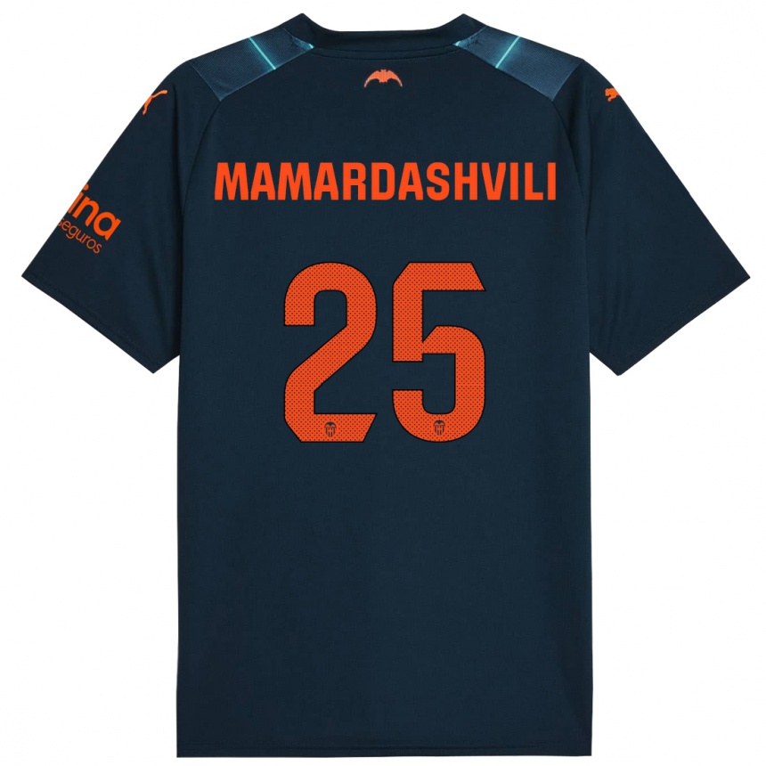 Niño Fútbol Camiseta Giorgi Mamardashvili #25 Azul Marino 2ª Equipación 2023/24 Perú