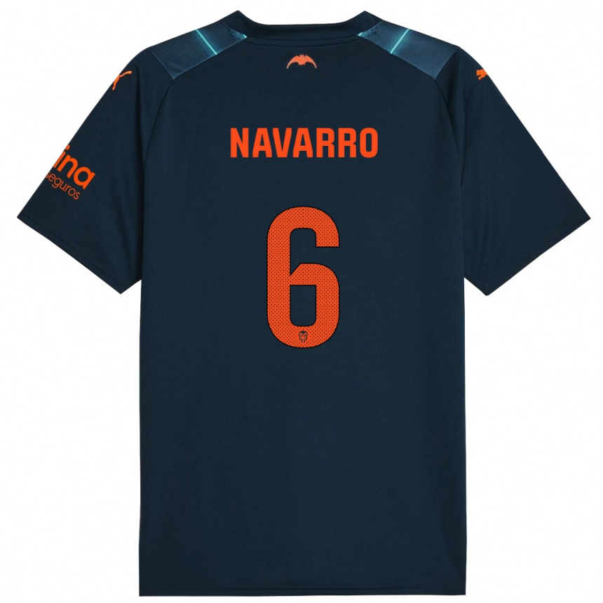 Niño Fútbol Camiseta Javi Navarro #6 Azul Marino 2ª Equipación 2023/24 Perú